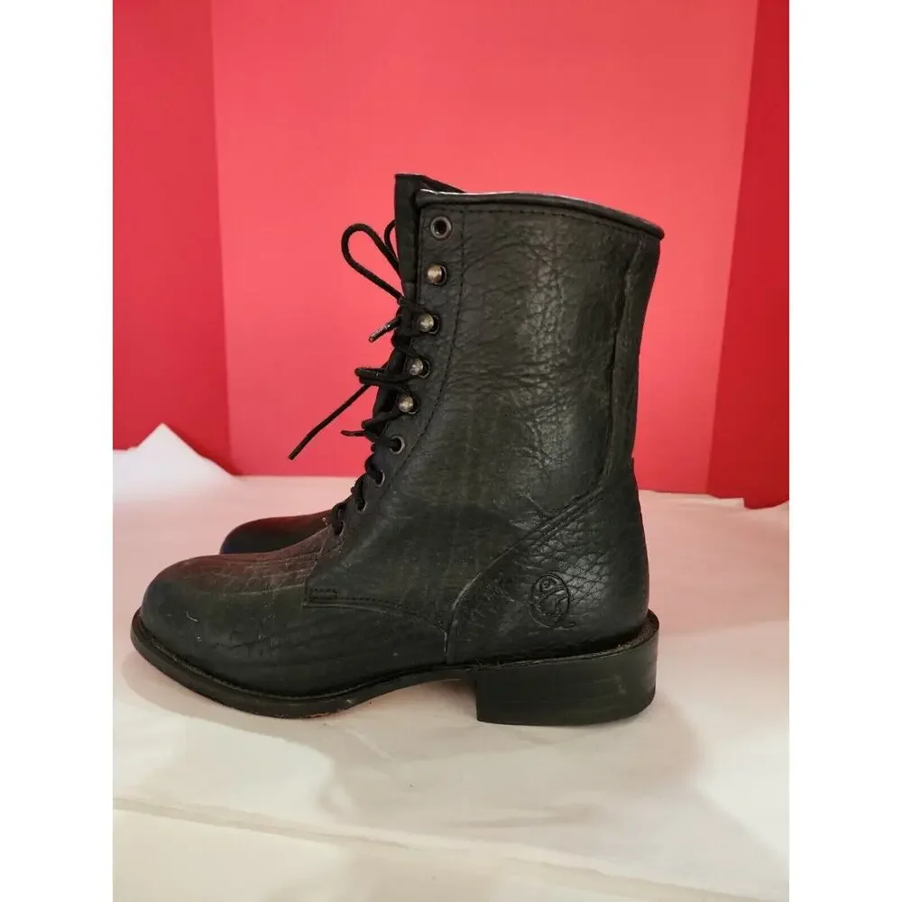 Vtg Durango Men's Size 7.5 Black Leather Lace Up Boots